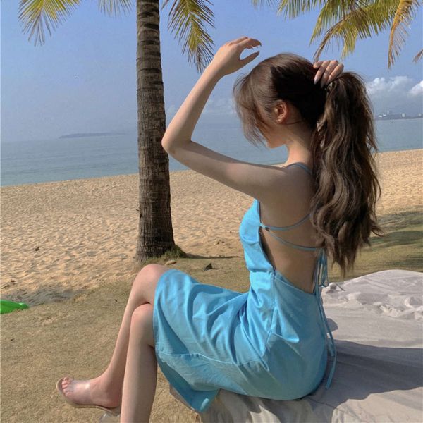 party dresses women's 2021 spring pure desire wind heart machine open back suspender skirt slim blue dress fashion xw4q, White;black
party dresses women's 2021 spring pure desire wind heart machine open back suspender skirt slim blue dress fashion xw4q, White;black
