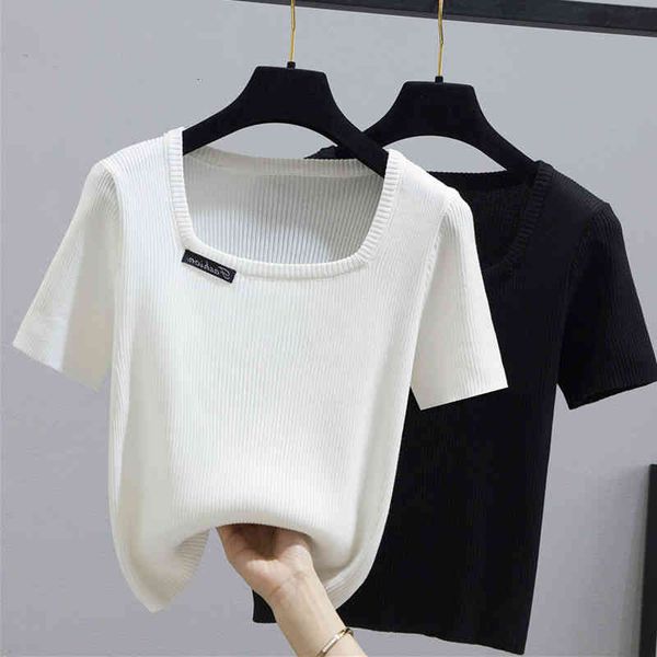women's t-shirt fashion apps, women's knitted shirt, black shirt with a square collar, summer, , white t-shirts w7q0
women's t-shirt fashion apps, women's knitted shirt, black shirt with a square collar, summer, , white t-shirts w7q0