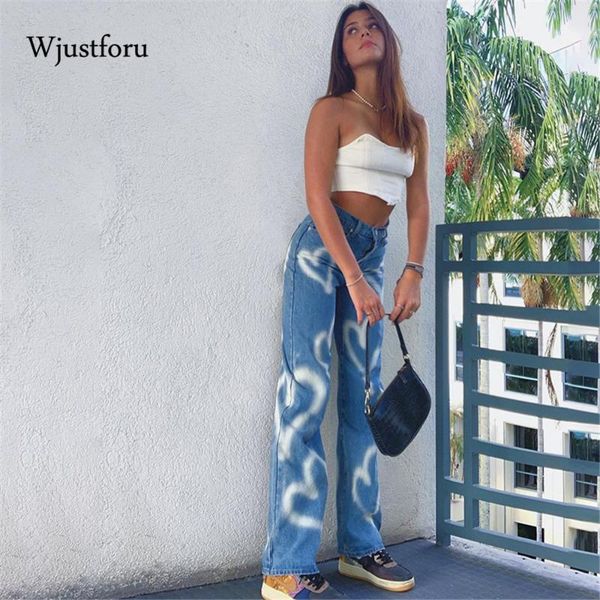wjustforu vintage heart printed baggy jeans women loose high waist straight pants streetwear casual mom washed y2k trousers women's, Blue
wjustforu vintage heart printed baggy jeans women loose high waist straight pants streetwear casual mom washed y2k trousers women's, Blue