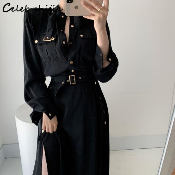 casual dresses black cargo dress woman with belt high waist vestidos clothing business chic ol single-breasted maxi female fall, Black;gray
casual dresses black cargo dress woman with belt high waist vestidos clothing business chic ol single-breasted maxi female fall, Black;gray