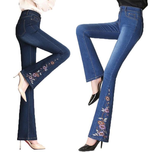flare pants jeans women spring slim wide leg ladies denim trousers elastic high waist embroidery pantalon jean femme woman women's, Blue
flare pants jeans women spring slim wide leg ladies denim trousers elastic high waist embroidery pantalon jean femme woman women's, Blue