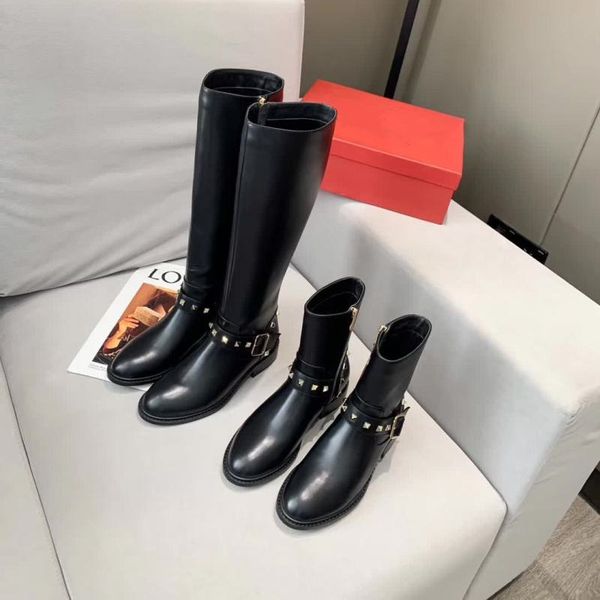 spring autumn designer women black rivet boots fashion knee and ankle boot luxury leather side zipper knight booties non slip flat shoes com
spring autumn designer women black rivet boots fashion knee and ankle boot luxury leather side zipper knight booties non slip flat shoes com