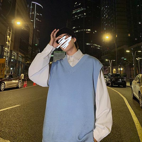 men's vests japanese trend retro bf men and women sweater coat round neck loose cartoon jacquard vest, Black;white
men's vests japanese trend retro bf men and women sweater coat round neck loose cartoon jacquard vest, Black;white