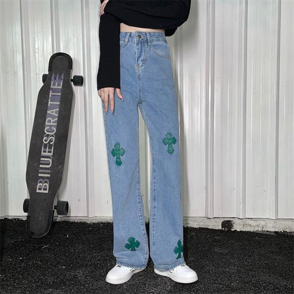 women's jeans vintage cross patch women harajuku streetwear loose high waist wide leg pants straight cowboy washed distressed embroider, Blue
women's jeans vintage cross patch women harajuku streetwear loose high waist wide leg pants straight cowboy washed distressed embroider, Blue