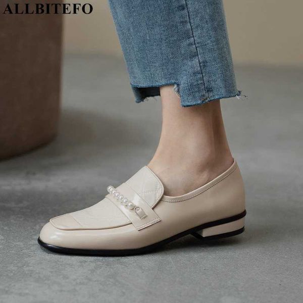 allbitefo string bead fashion genuine leather high heels women basic shoes street leisure high heel shoes women heels shoes 210611, Black
