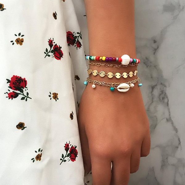 charm bracelets 5 pcs/set colorful beaded natural shell for women imitation pearl sequins bracelet female hand chain fashion jewelry, Golden;silver
charm bracelets 5 pcs/set colorful beaded natural shell for women imitation pearl sequins bracelet female hand chain fashion jewelry, Golden;silver