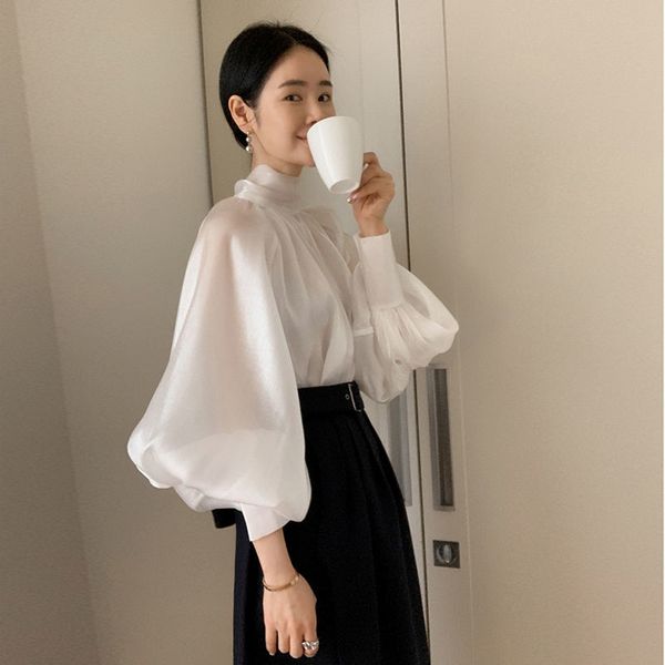 Gola goldfish lantern sleeve shirt looses femme blumas all-match female white blouse
Gola goldfish lantern sleeve shirt looses femme blumas all-match female white blouse