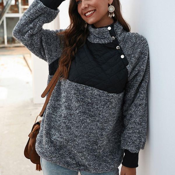 women's hoodies & sweatshirts fashion women sweatshirt long sleeve constrast color warm turtleneck pullovers female button casual, Black
women's hoodies & sweatshirts fashion women sweatshirt long sleeve constrast color warm turtleneck pullovers female button casual, Black