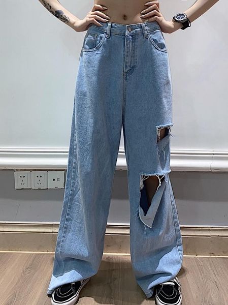 women's jeans oversized ripped straight tube loose summer thin fashion high waist skinny daddy jean, Blue
women's jeans oversized ripped straight tube loose summer thin fashion high waist skinny daddy jean, Blue
