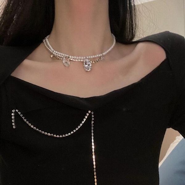 retro pearl crystal water drop clavicle chain temperament simple necklace personality gem chic pendant necklaces, Silver
retro pearl crystal water drop clavicle chain temperament simple necklace personality gem chic pendant necklaces, Silver