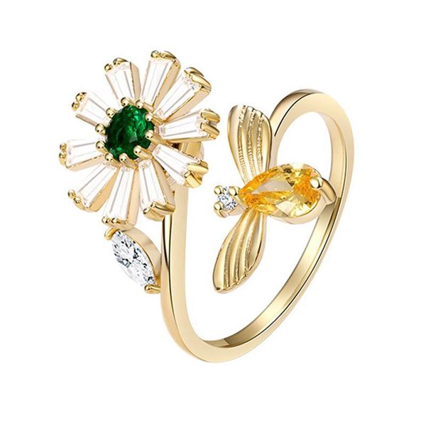 cluster rings 1pc opening ring elegant creative delicate finger rotating little bee flower open jewelry for girls ladies women, Golden;silver
cluster rings 1pc opening ring elegant creative delicate finger rotating little bee flower open jewelry for girls ladies women, Golden;silver