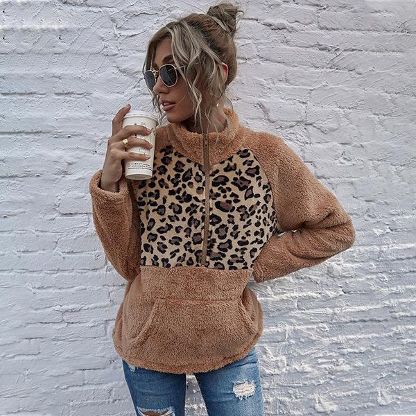 women's jackets european and american clothing leopard splicing long sleeve plush coat for women 2021 autumn winter, Black;brown
women's jackets european and american clothing leopard splicing long sleeve plush coat for women 2021 autumn winter, Black;brown