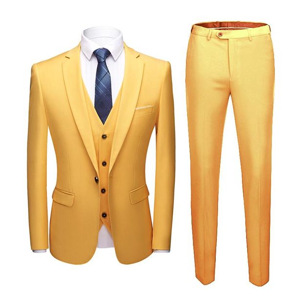 2021spring men suits 3pieces jacket pants business uniform office suit wedding groom tuexdo slim fit single button casual yellow men's, White;black
2021spring men suits 3pieces jacket pants business uniform office suit wedding groom tuexdo slim fit single button casual yellow men's, White;black