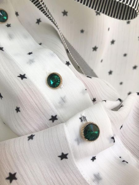 women's blouses & shirts elfstyle women star printed exquisite buttoned blouse shirt with neckties, White
women's blouses & shirts elfstyle women star printed exquisite buttoned blouse shirt with neckties, White