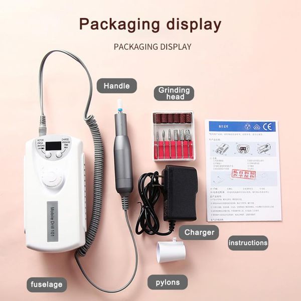 nail drill & accessories 30000 rpm electric machine built-in 2200mah battery portable pedicure polisher grinding device tool
nail drill & accessories 30000 rpm electric machine built-in 2200mah battery portable pedicure polisher grinding device tool