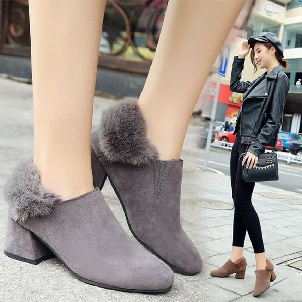 slippers women's high-heeled single boots fur coarse with suede mid-heeled foot rubber sole female ankle boots1 o22v, Black
slippers women's high-heeled single boots fur coarse with suede mid-heeled foot rubber sole female ankle boots1 o22v, Black