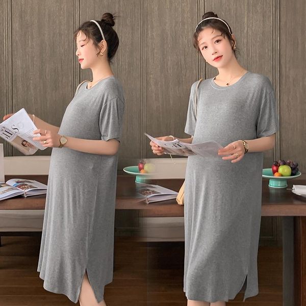 1201# summer thin modal cotton maternity long dress casual clothes for pregnant women side splits loose pregnancy clothing dresses, White
1201# summer thin modal cotton maternity long dress casual clothes for pregnant women side splits loose pregnancy clothing dresses, White