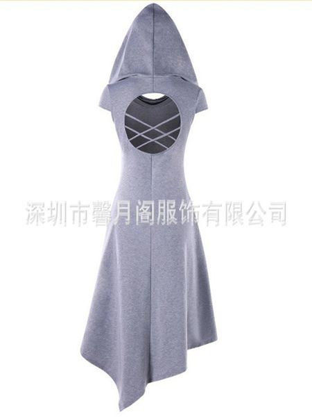 factoryx8ot hollow 2019 asymmetric hooded mid length dress with back and lower leg, White;black
factoryx8ot hollow 2019 asymmetric hooded mid length dress with back and lower leg, White;black