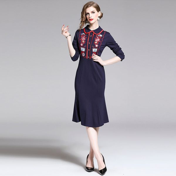 hong kong style skirt temperament fishtail women's dress 2021 french high-end embroidered long sleeve medium length skirt, Black;gray
hong kong style skirt temperament fishtail women's dress 2021 french high-end embroidered long sleeve medium length skirt, Black;gray