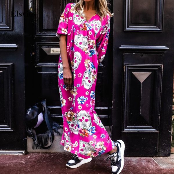 casual dresses vintage skull floral print long beach elegant summer v neck women party short sleeve loose maxi vestido x4ww, Black;gray
casual dresses vintage skull floral print long beach elegant summer v neck women party short sleeve loose maxi vestido x4ww, Black;gray