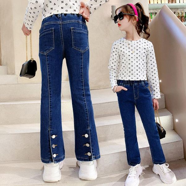 jeans for girl bottom button spring autumn casual style children's clothing dark blue elastic small flare pants 4 5 7 8 9 11 13y
jeans for girl bottom button spring autumn casual style children's clothing dark blue elastic small flare pants 4 5 7 8 9 11 13y