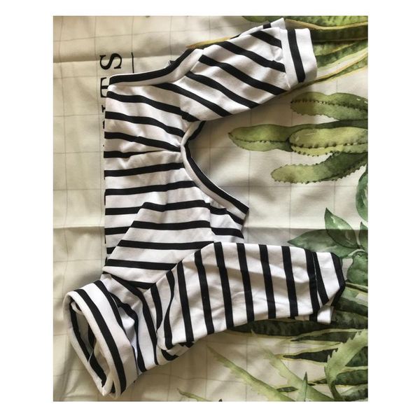 fashionable stripe four-legged jumpsuit for dogs pet clothes high collar to keep warm dog shirt apparel