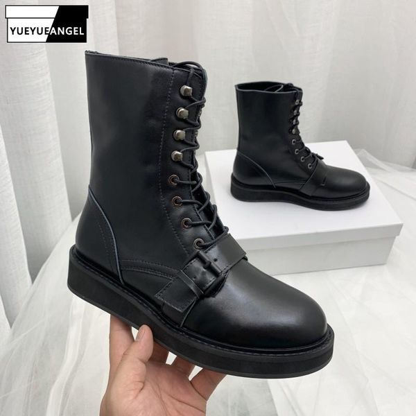 winter women lace up biker boots real leather military ankle round toe vintage flat knight chaussures femme, Black
winter women lace up biker boots real leather military ankle round toe vintage flat knight chaussures femme, Black