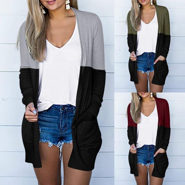women's blouses & shirts fashion pockets patchwork blouse casual loose cardigan autumn winter kimono ladies female women long sleeve bl, White
women's blouses & shirts fashion pockets patchwork blouse casual loose cardigan autumn winter kimono ladies female women long sleeve bl, White