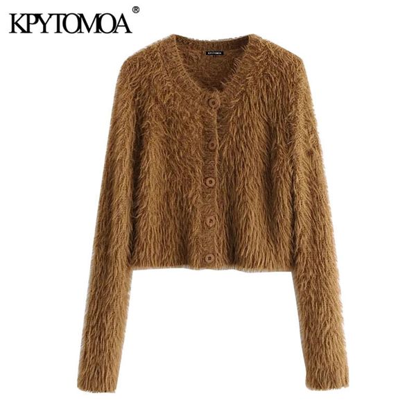 women fashion faux fur soft touch cropped knitted cardigan sweater vintage long sleeve female pullovers chic 210416, White;black
women fashion faux fur soft touch cropped knitted cardigan sweater vintage long sleeve female pullovers chic 210416, White;black