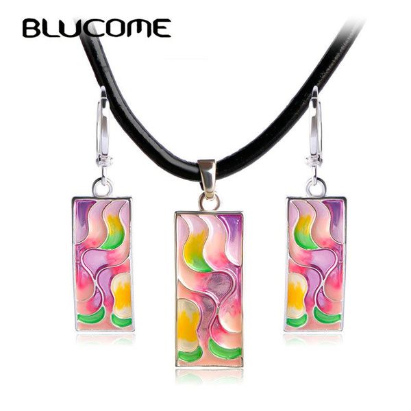 earrings & necklace blucome rectangle shape purple enamel pendant jewelry set for girls women party gift black rope accessories, Silver
earrings & necklace blucome rectangle shape purple enamel pendant jewelry set for girls women party gift black rope accessories, Silver