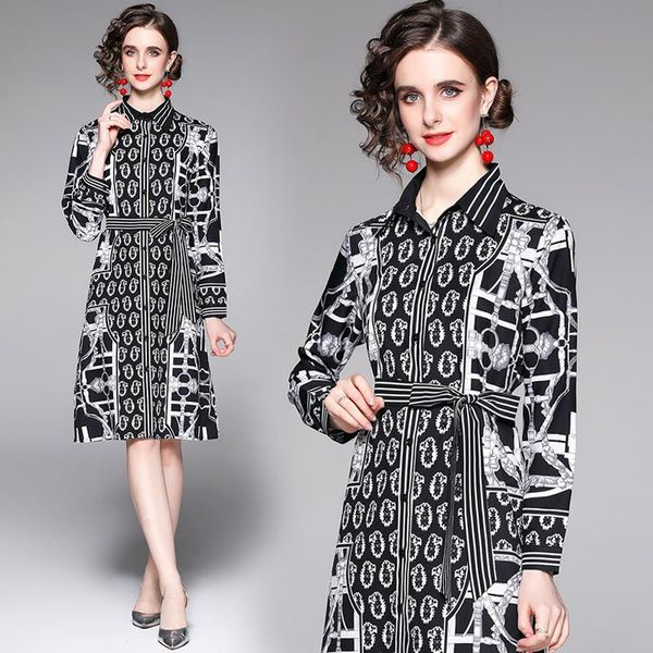 casual dresses european and american fashion elegant office lady single breasted button korean dress women long sleeve design chic shirt, Black;gray
casual dresses european and american fashion elegant office lady single breasted button korean dress women long sleeve design chic shirt, Black;gray