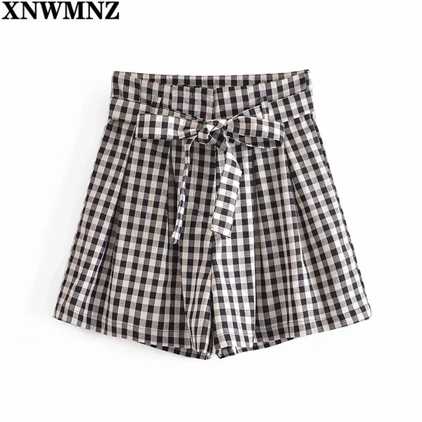 women linen paperbag bermuda shorts ladies summer ladies black and white plaid high waist with belt 210520, White;black
women linen paperbag bermuda shorts ladies summer ladies black and white plaid high waist with belt 210520, White;black
