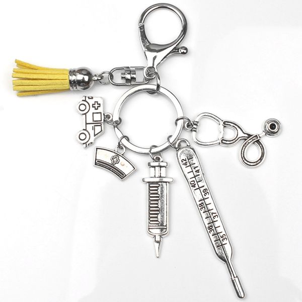 2019 new nurse medical box medical keychain ambulance needle syringe stethoscope tassel cute keychain jewelry gift, Silver
2019 new nurse medical box medical keychain ambulance needle syringe stethoscope tassel cute keychain jewelry gift, Silver
