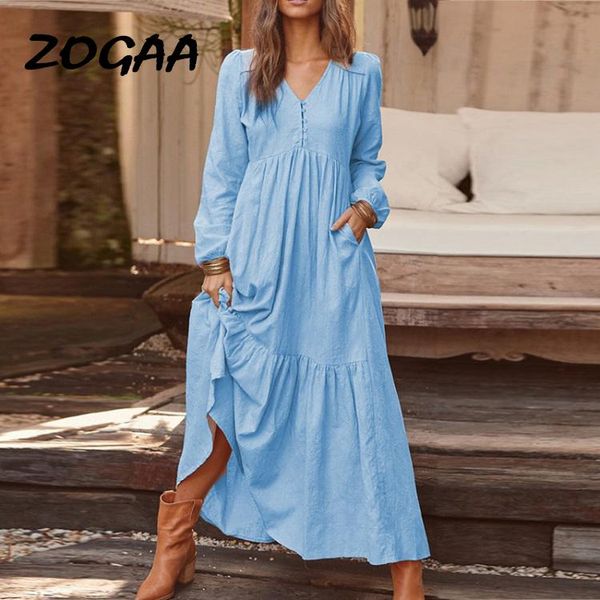 casual dresses zogaa autumn long sleeve pleated dress women v-neck pocket maxi elegant 3xl fashion summer vestidos, Black;gray
casual dresses zogaa autumn long sleeve pleated dress women v-neck pocket maxi elegant 3xl fashion summer vestidos, Black;gray