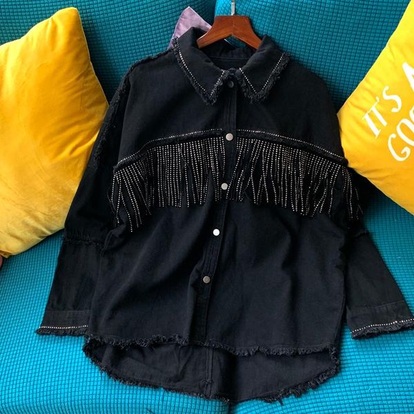 women's jackets fashion diamond beaded tassel frayed burr women loose oversized denim jacket autumn casual long sleeve female black jea, Black;brown
women's jackets fashion diamond beaded tassel frayed burr women loose oversized denim jacket autumn casual long sleeve female black jea, Black;brown