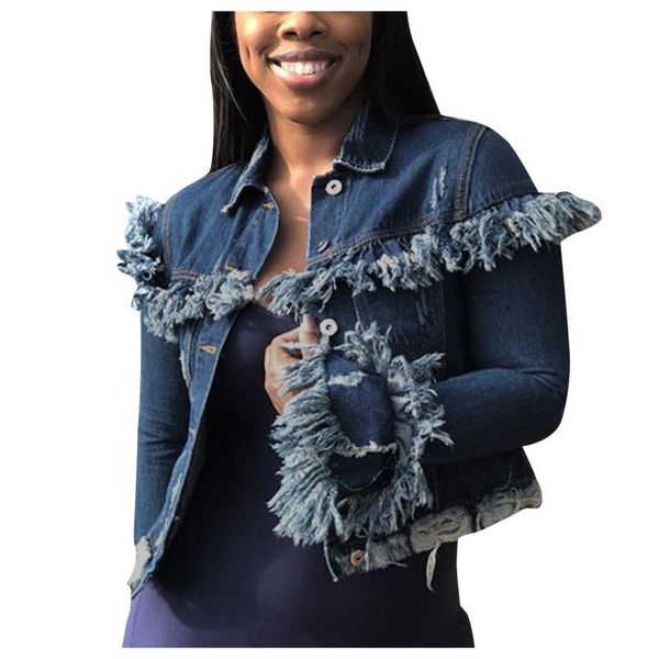 women's jackets spring autumn vintage fashion women solid button down distressed short denim jean jacket coat with tassel clothing acce, Black;brown
women's jackets spring autumn vintage fashion women solid button down distressed short denim jean jacket coat with tassel clothing acce, Black;brown