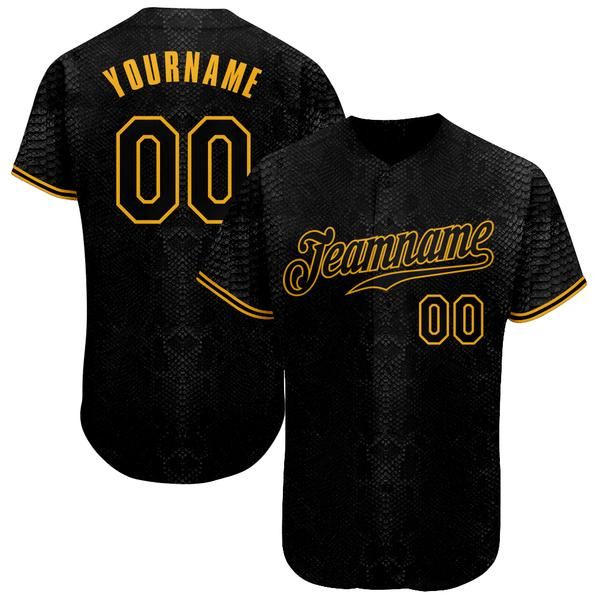 custom black snakeskin black-gold authentic baseball jersey, Blue;black 
custom black snakeskin black-gold authentic baseball jersey, Blue;black