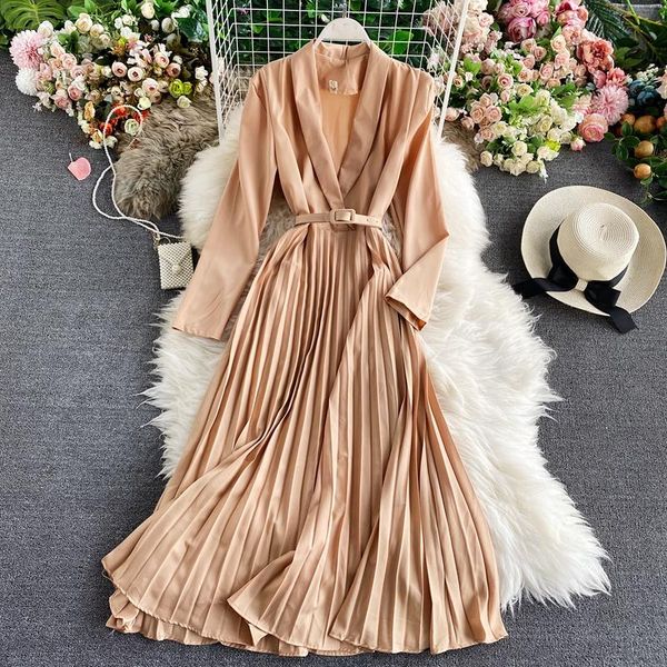 casual dresses 2021 spring autumn women office dress long sleeve solid slim a-line robe fashion ladies elegant pleated maxi korean, Black;gray
casual dresses 2021 spring autumn women office dress long sleeve solid slim a-line robe fashion ladies elegant pleated maxi korean, Black;gray