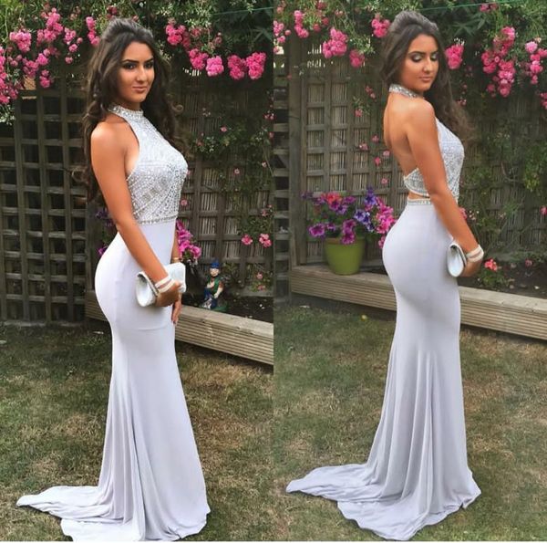 party dresses long halter mermaid beaded prom with train custom made open back evening gowns dress for women, White;black
party dresses long halter mermaid beaded prom with train custom made open back evening gowns dress for women, White;black