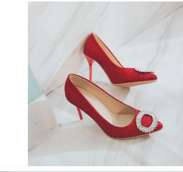 women's shoes in spring and autumn high fine heel sequined cloth pointed end water drill@18, Black
women's shoes in spring and autumn high fine heel sequined cloth pointed end water drill@18, Black