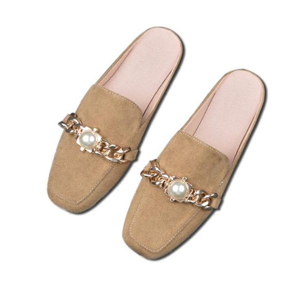 slippers women's summer vintage toe-covered fashion ladies chain pearl mules shoes lazy square head low slides large size 31-43, Black
slippers women's summer vintage toe-covered fashion ladies chain pearl mules shoes lazy square head low slides large size 31-43, Black