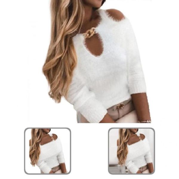 women's sweaters pullover sweater female all match metal chain decoration slim-fitting patchwork, White;black
women's sweaters pullover sweater female all match metal chain decoration slim-fitting patchwork, White;black