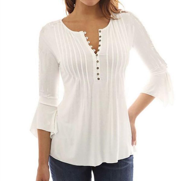 women blouse shirts elegant ruffles chiffon summer tunic plus size flare sleeve solid casual loose shirt blusas feminina women's blous, White
women blouse shirts elegant ruffles chiffon summer tunic plus size flare sleeve solid casual loose shirt blusas feminina women's blous, White