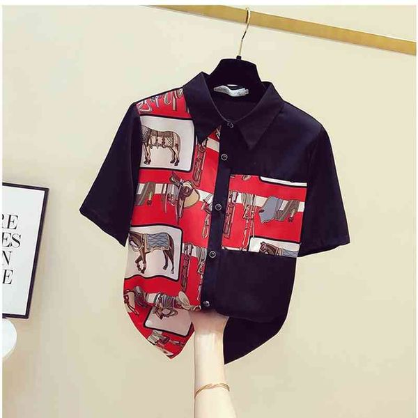 europe women turn down collar shirt summer chiffon blouse short sleeve print shirts office ladies blouuse blusas a3246 210519, White
europe women turn down collar shirt summer chiffon blouse short sleeve print shirts office ladies blouuse blusas a3246 210519, White