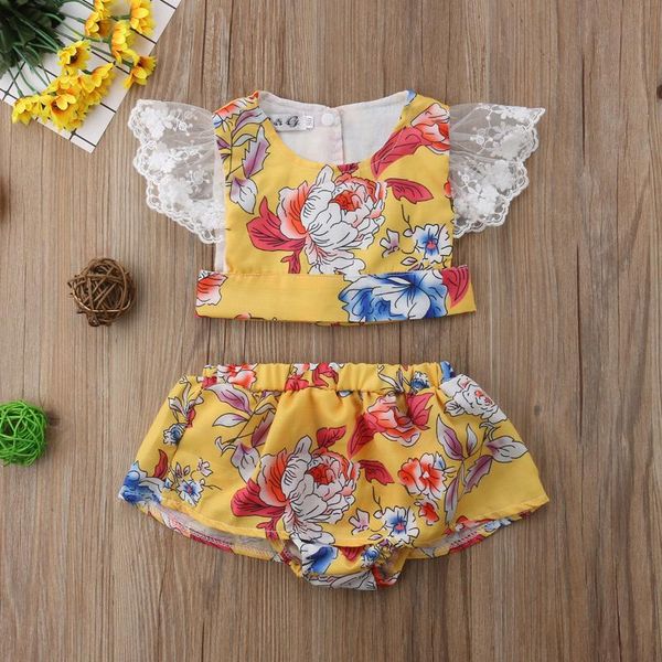 clothing sets baby girl 2 pieces outfit, floral print lace short sleeve shirt + elastic waist skirt style shorts set, White
clothing sets baby girl 2 pieces outfit, floral print lace short sleeve shirt + elastic waist skirt style shorts set, White