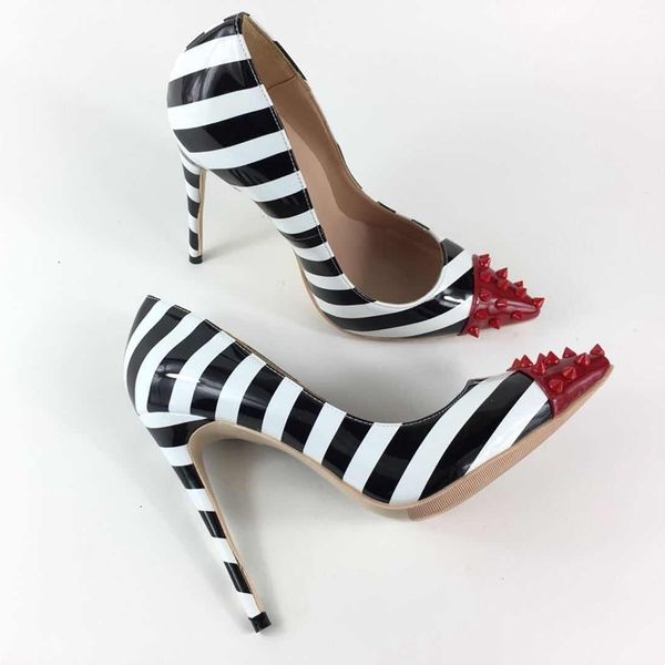 dress shoes pointed zebra toe lady pumps pu leather red rivet high-heeled shoes slip-on wedding women zkov, Black
dress shoes pointed zebra toe lady pumps pu leather red rivet high-heeled shoes slip-on wedding women zkov, Black
