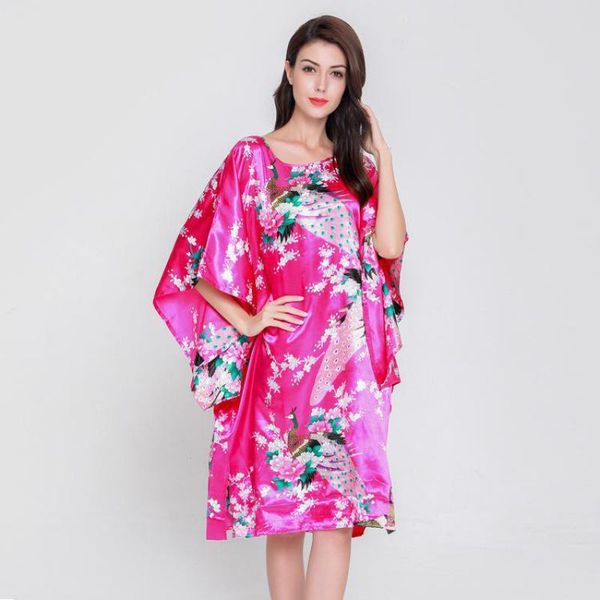 women's sleepwear summer sliky satin nightgown floral&peacock nightwear nightdress o-neck robe home dress, Black;red
women's sleepwear summer sliky satin nightgown floral&peacock nightwear nightdress o-neck robe home dress, Black;red