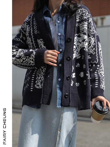 women's jackets cmaz 2021 autumn winter thick coats for women zhang daxian vintage knitted cardigan coat, Black;brown
women's jackets cmaz 2021 autumn winter thick coats for women zhang daxian vintage knitted cardigan coat, Black;brown