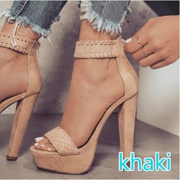 sandals europe style high heel chunky heels pumps plaid khaki sandal shoes micro suede open toe pump ladies z303, Black
sandals europe style high heel chunky heels pumps plaid khaki sandal shoes micro suede open toe pump ladies z303, Black