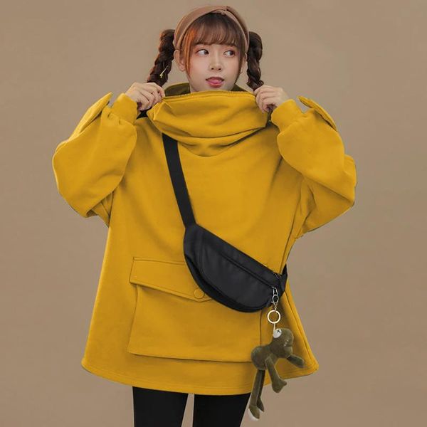 women's t-shirt stitching three-dimensional pocket cute design pullover sweatershirt young ladies creative, White
women's t-shirt stitching three-dimensional pocket cute design pullover sweatershirt young ladies creative, White